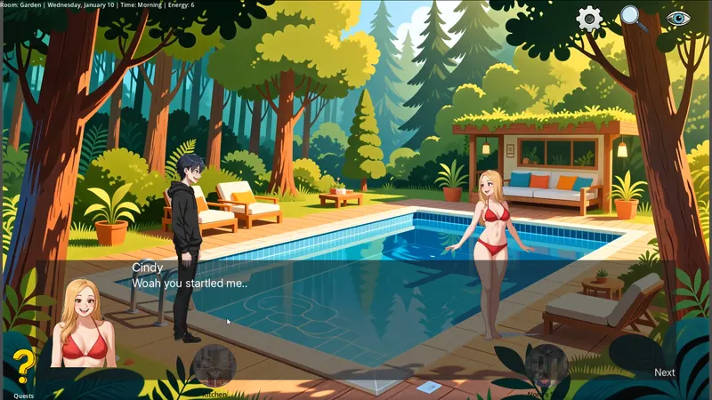 Back at the pool meeting Cindy again after returning home.