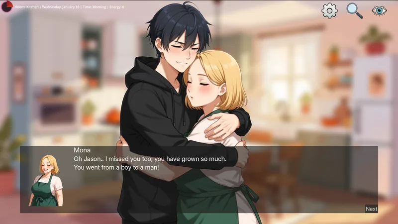 Mona and Jason hugging